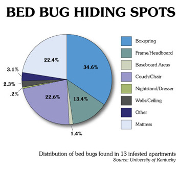 Hiding places for bed bugs